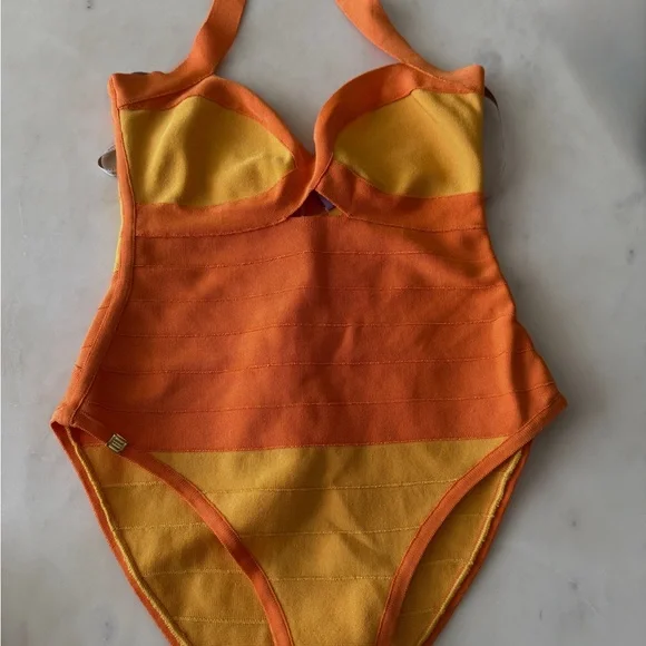 Herve Leger Orange and Yellow Swimsuit - Picture 6 of 6